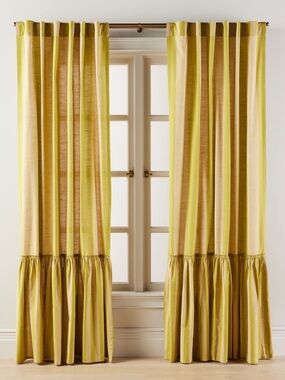 Anthropologie Peggy Curtain Ruffle Striped Curtain NIP 50”x84” in  1 Panel